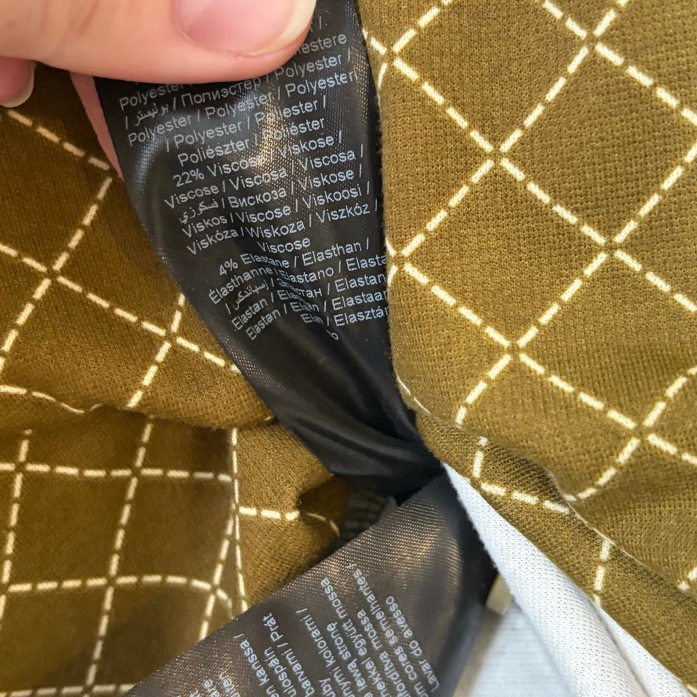 ICHI Women’s Olive Green & cream Diamond Print Button-Front Pencil Skirt L - Picture 7 of 7